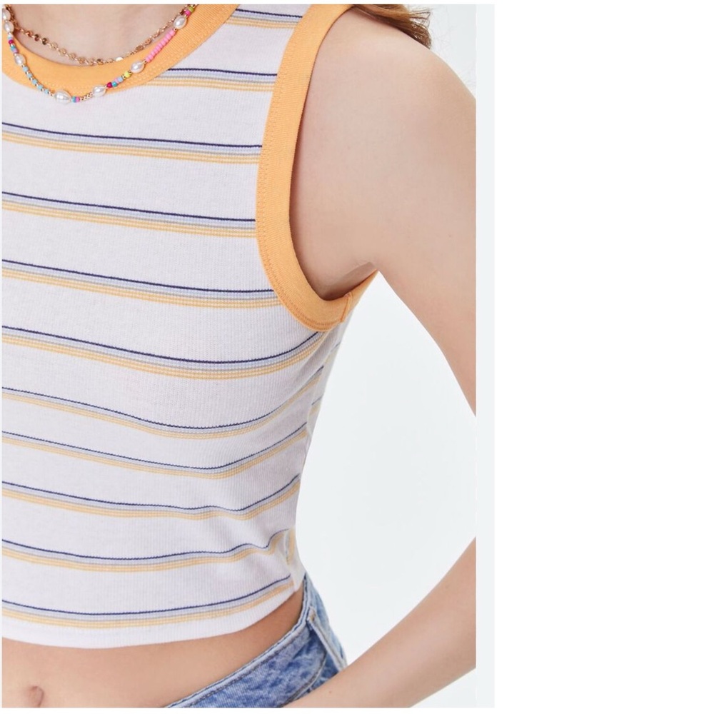 Social Scene Striped Cropped Tank Top